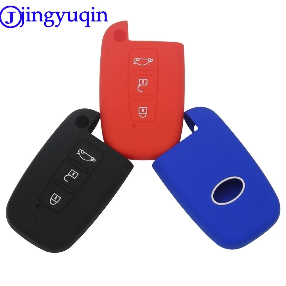 Jingyuqin-capa de silicone para chave do carro, 3 botões, para hyundai solaris hb20 veloster sr ix35 sotaque elantra i30 inteligente