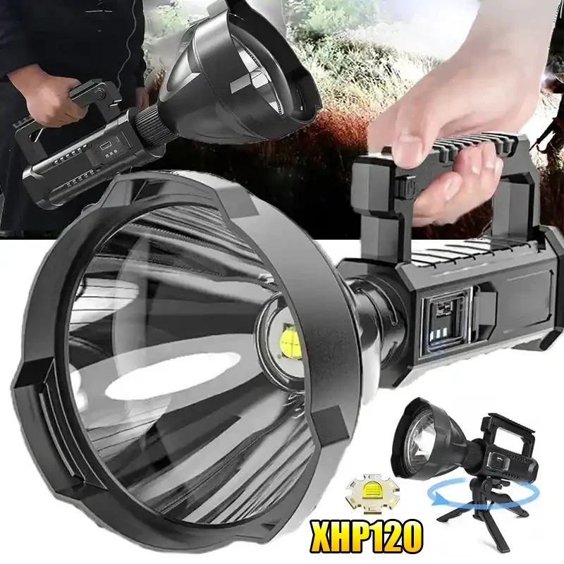 10000LM Rechargeable High Power Led Flashlights Ultra-long Lighting Distance  Lamp Searchlight  XHP120/70 Powerful Lantern Torch