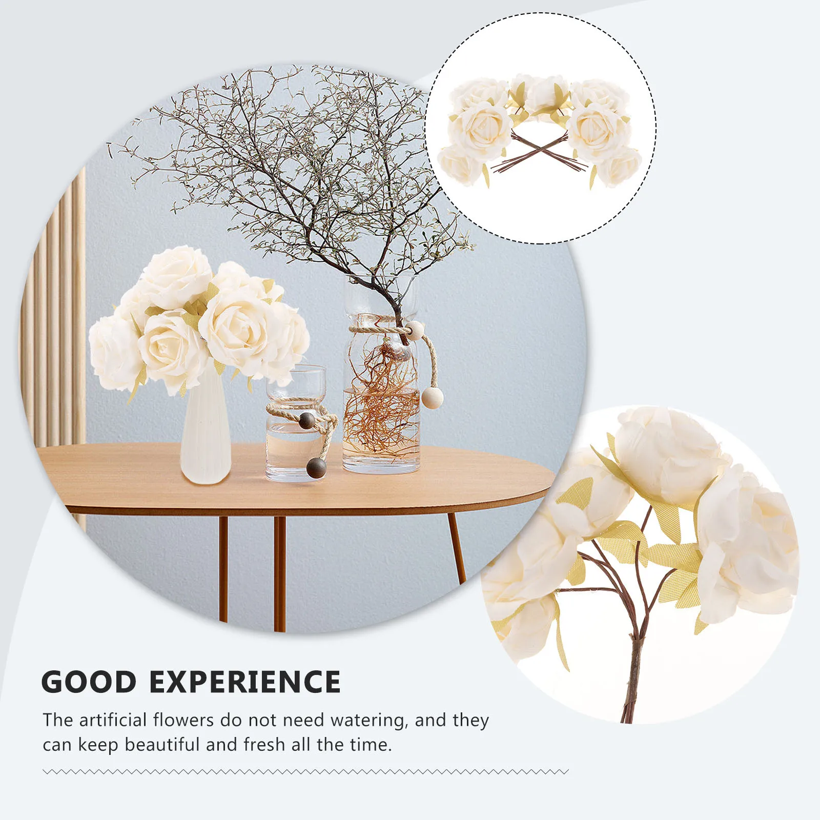 

Artificial Rose Flower Bouquet Silk Faux Roses Home Wedding Decor Dining Table Centerpiece Simulation Flower Arrangement