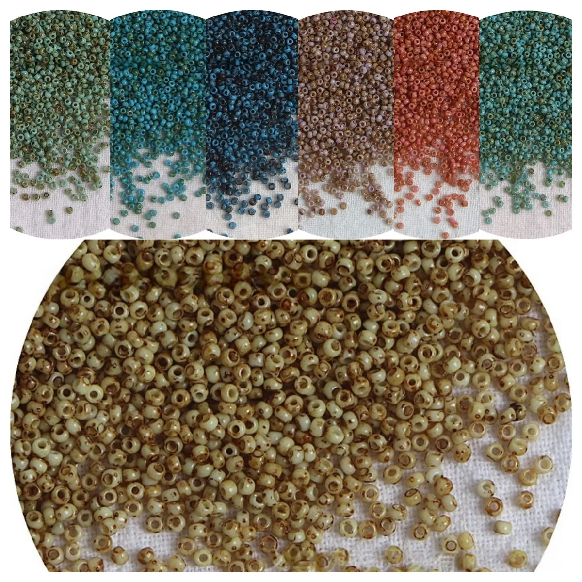 15/0 1400pcs 1.5mm Vintage Picasso Glass Seed Bead Spacer Bead Handmade DIY Bead Bracelet, Necklace, Ring, Accessory Material