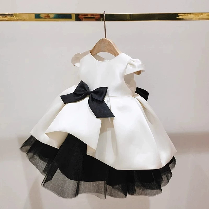 

Корейское атласное платье-пачка для девочки на 1-й день рождения, праздничный наряд принцессы, детский официальный костюм для конкурсов красоты, одежда на Ид