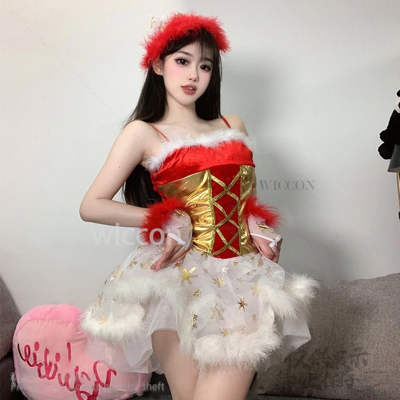 2024 Christmas Costumes Sexy Dress Nightclub Skirt Lingerie Transparent Underwear Lolita Women Headband For Girls Customized