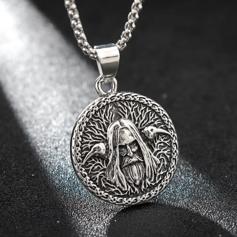 Vintage Odin Double Headed Crow Pendant Charm Men\'s Necklace Fashion Hip Hop Punk Accessories Jewelry Party Gift Wholesale