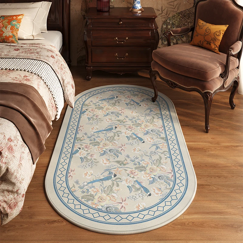 

Декор для спальни во французском стиле, овальный ковер, легкие роскошные ковры для гостиной, моющиеся прикроватные мягкие напольные коврики, противоскользящий коврик для отдыха