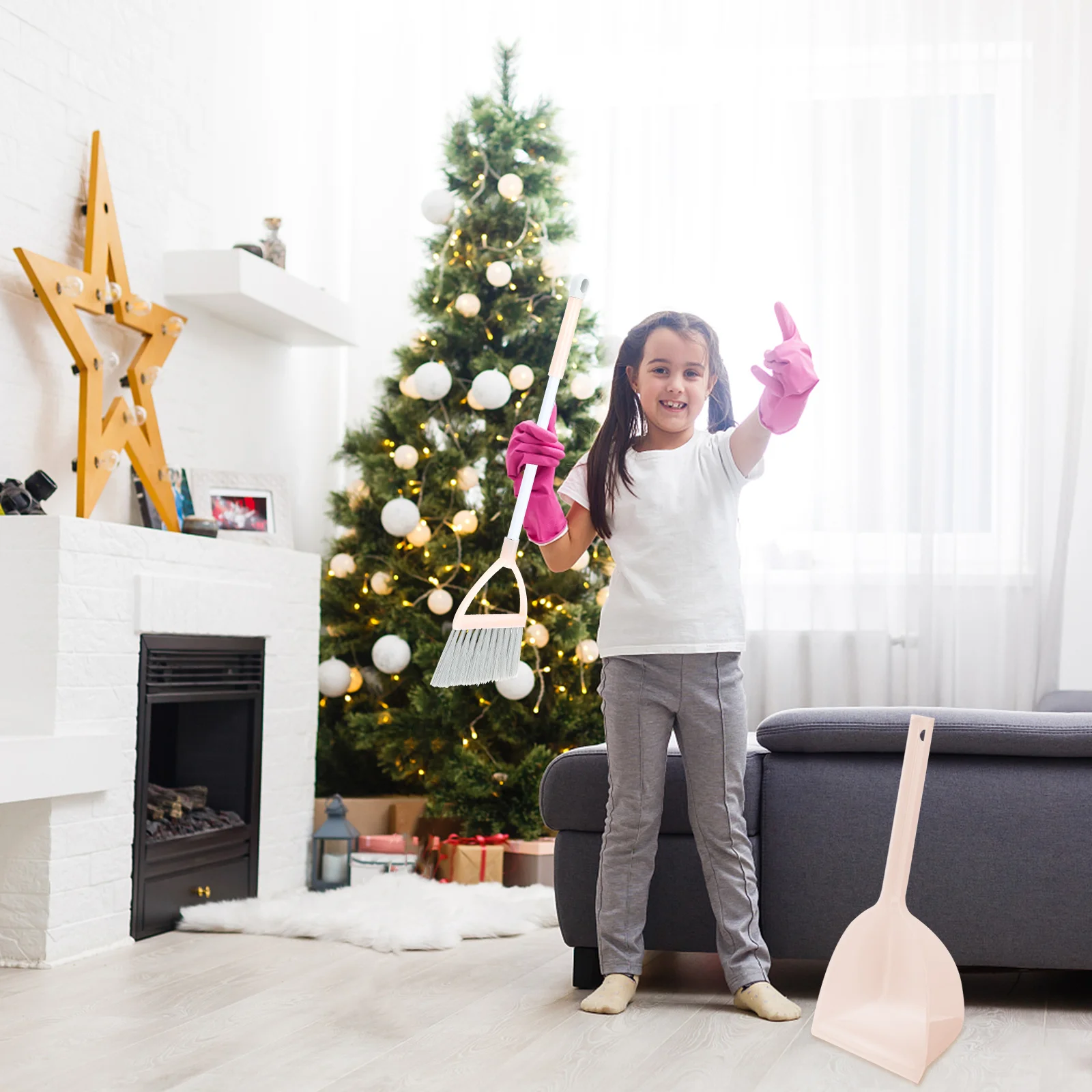 مجموعة واحدة من المكنسة الصغيرة والمجارف للأطفال، أدوات تنظيف بلاستيكية صغيرة خفيفة الوزن للمنزل وسطح المكتب والتدبير المنزلي للأطفال