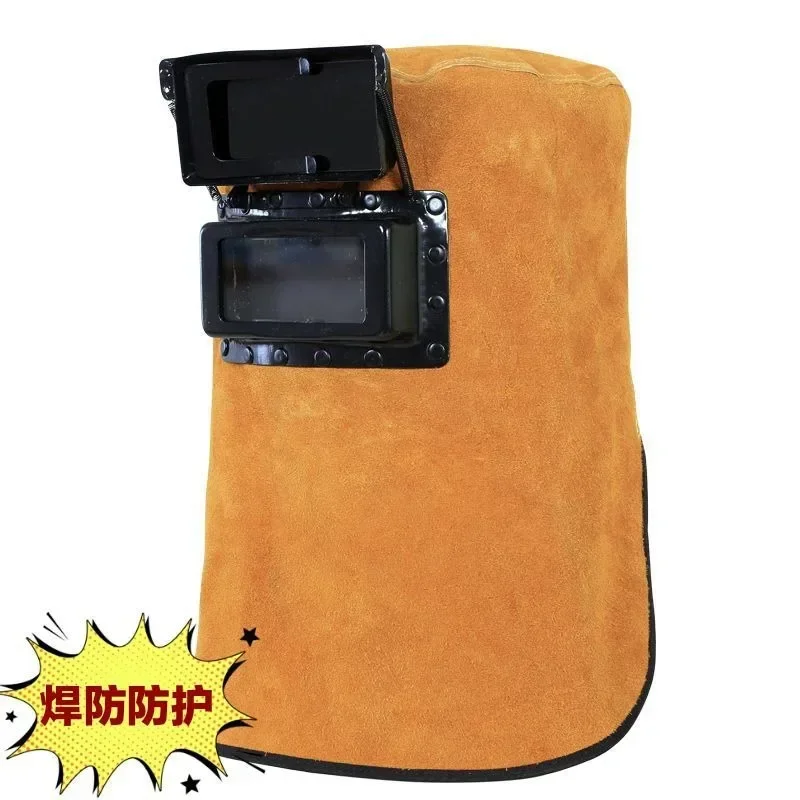 Leather Welding Helmet Mask with Solar Filter Lens Safety Protection Comfortable Inner Design for WeldersGoods in stock
