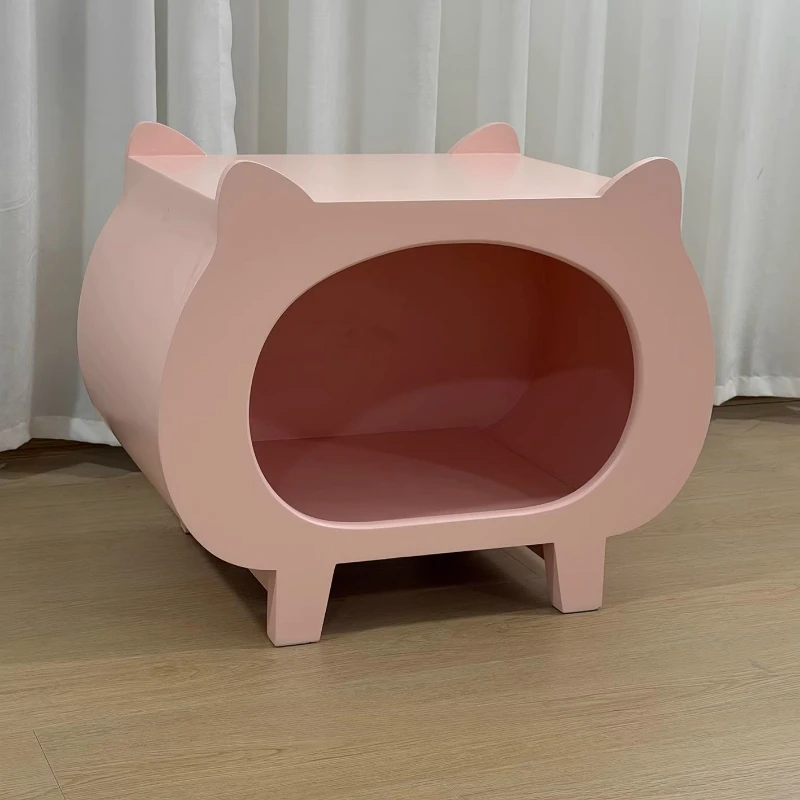 

Pet Princess Wood Nightstands Small Realm Elegant Weird Modern Bedside Table Smart Cute Dopamine Table De Chevet Furniture