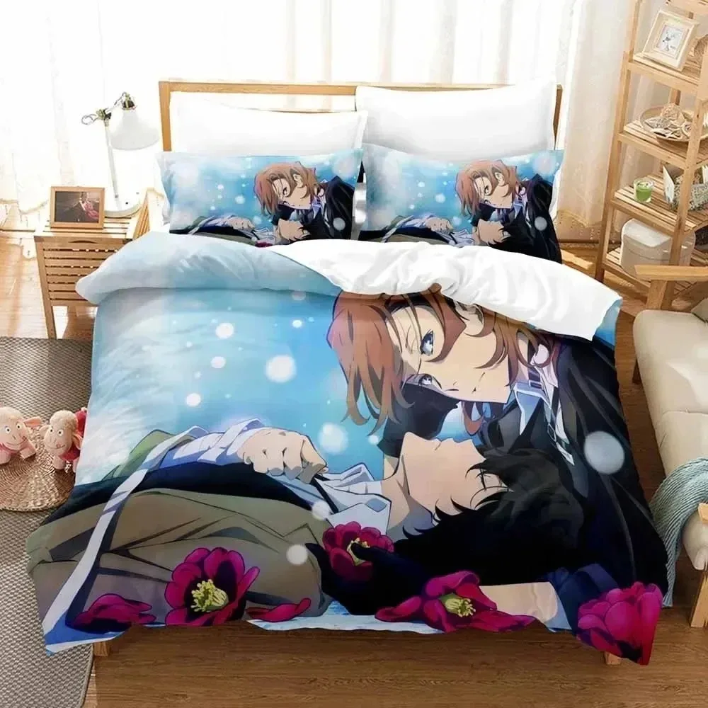 3D Anime Bungo Stray Dogs Bedding Set 3D Printed Suitable for Bedroom Duvet Cover Set With Pillowcases Kids Home Textile