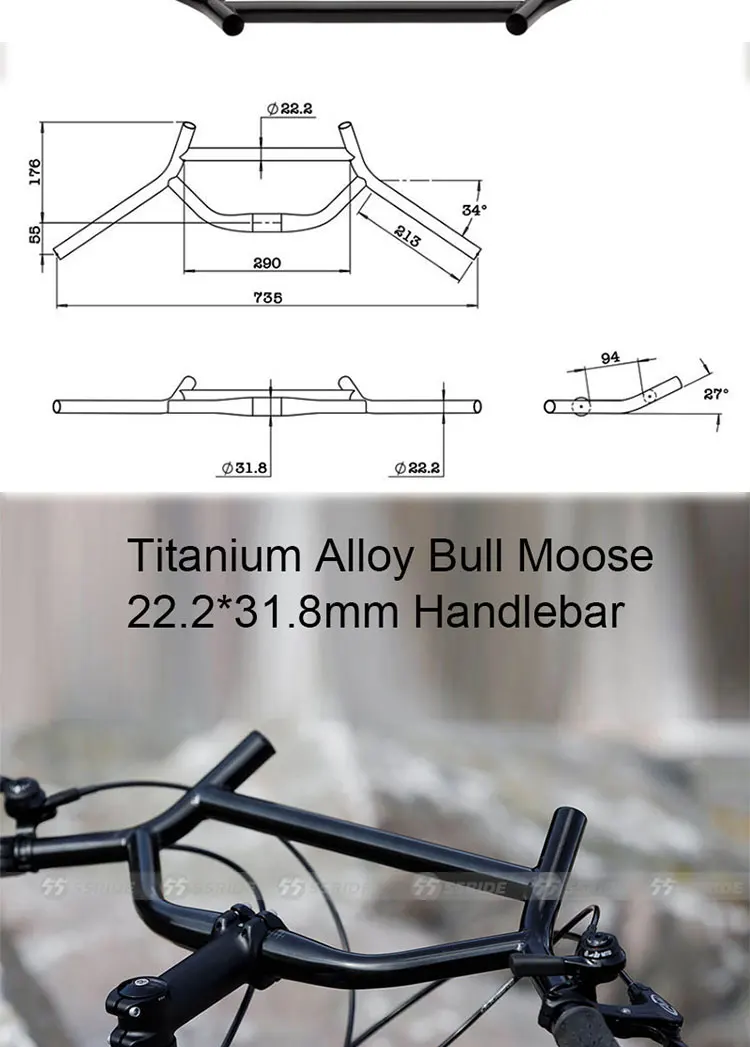 Fahrradlenker aus Titanlegierung, Elchstangen 22,2 * 31,8 mm, Fahrradzubehör für Reisen, Kies, Lenkrad – Detail 2