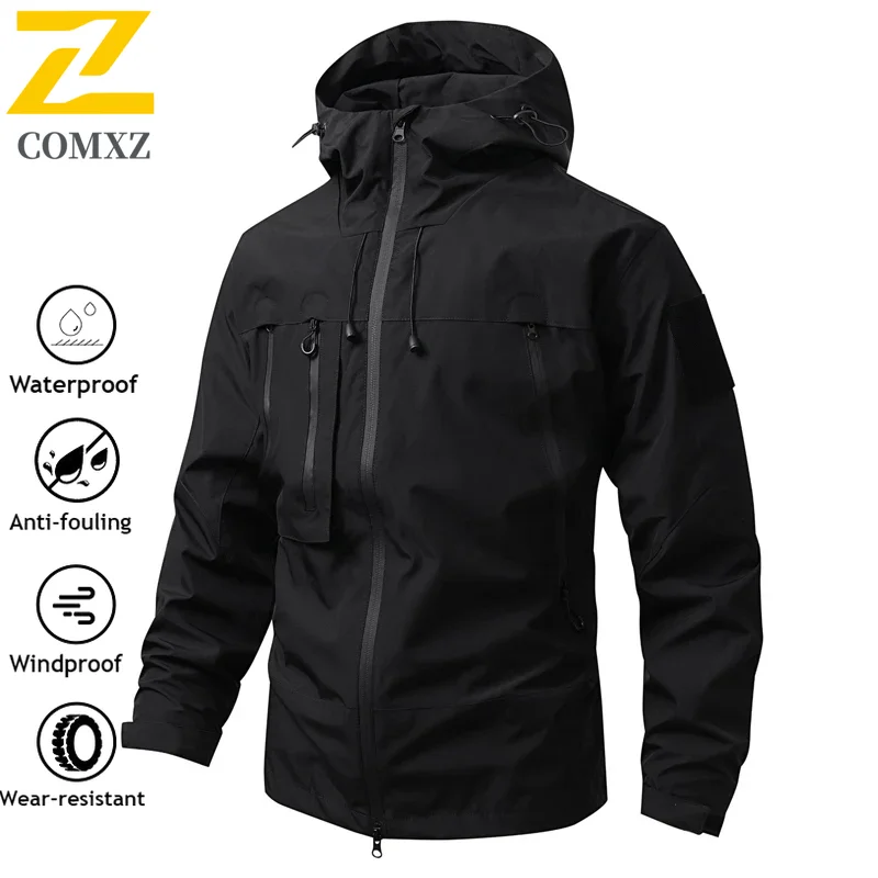 

Men's Mountain Ski Jacket Outdoor Clothing Waterproof Hooded Windbreaker Coat Men Climbing Raincoat Cortavientos Ciclismo Hombre