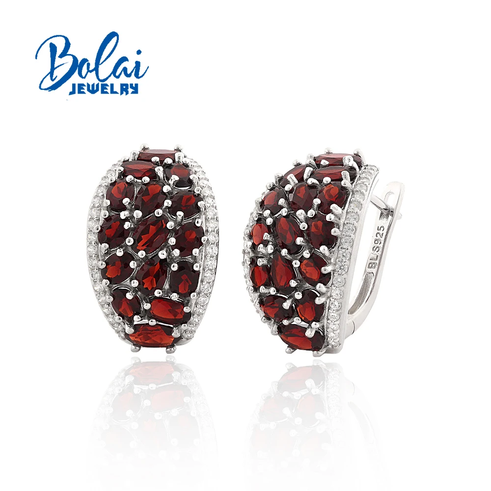 Big natural Natural garnet earrings January Birthstone 925 sterling silver fine jewelry for women's Holiday birthday gift
