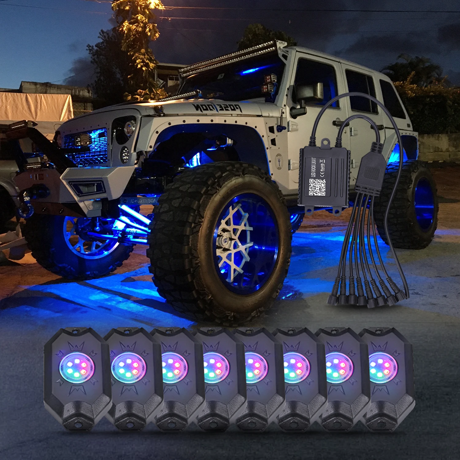 High Quality APP Control Underbody 12 4 8pc Mini Pods Car LED RGBW RGB Rock lights Pod Light Kits for jeep 4x4 Offroadcustom