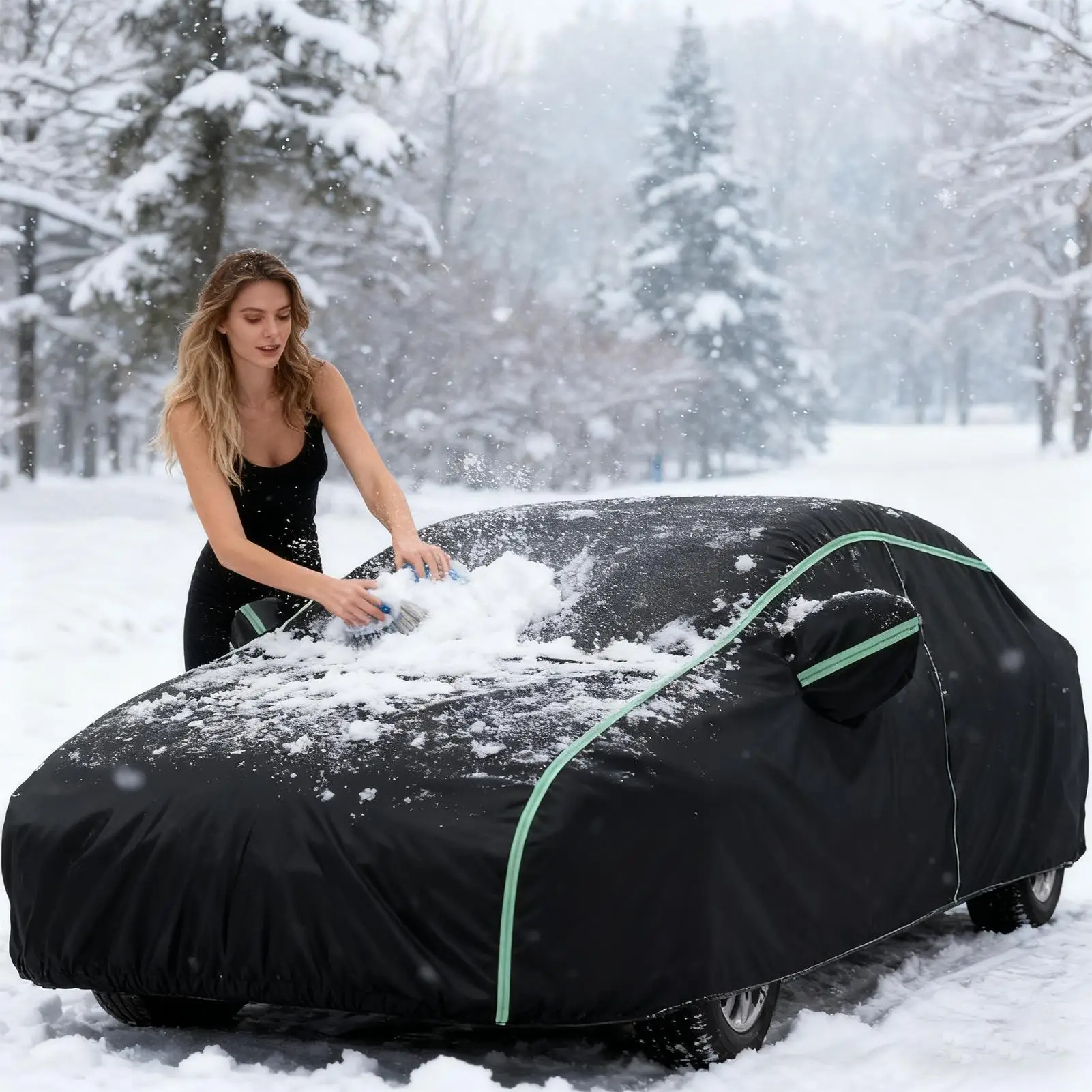 

Cover For Car Waterproof UV Protector Car Tarp With Door Zipper For Indoor Outdoor Garage Driveway Vacation Parking Storage