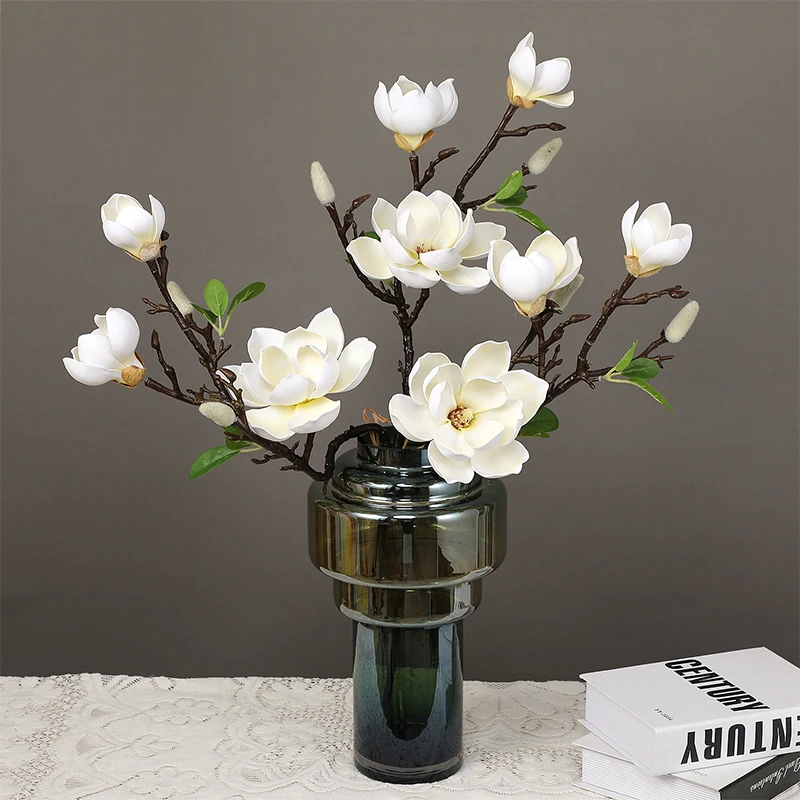 Simulation Feel EVA Magnolia Artificial Flowers Living Room Table Decoration Floral Home Wedding Decor simulation PU Flowers