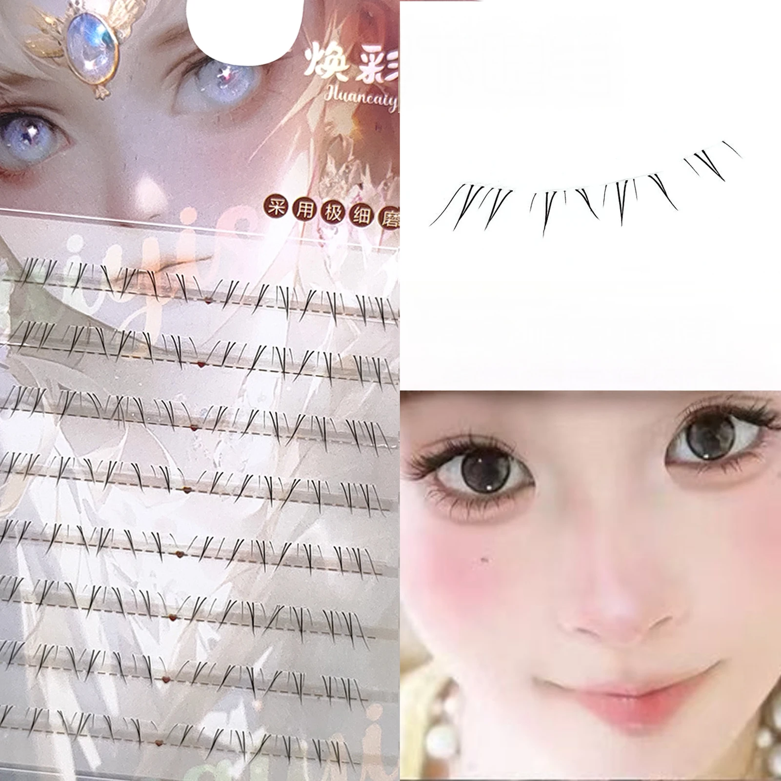 

Soft Manga Bottom Lower Eyelash Natural Look Transparent Thin Stem 5-7mm Foxes Style False Lashes For Fashion Show Dance Wedding