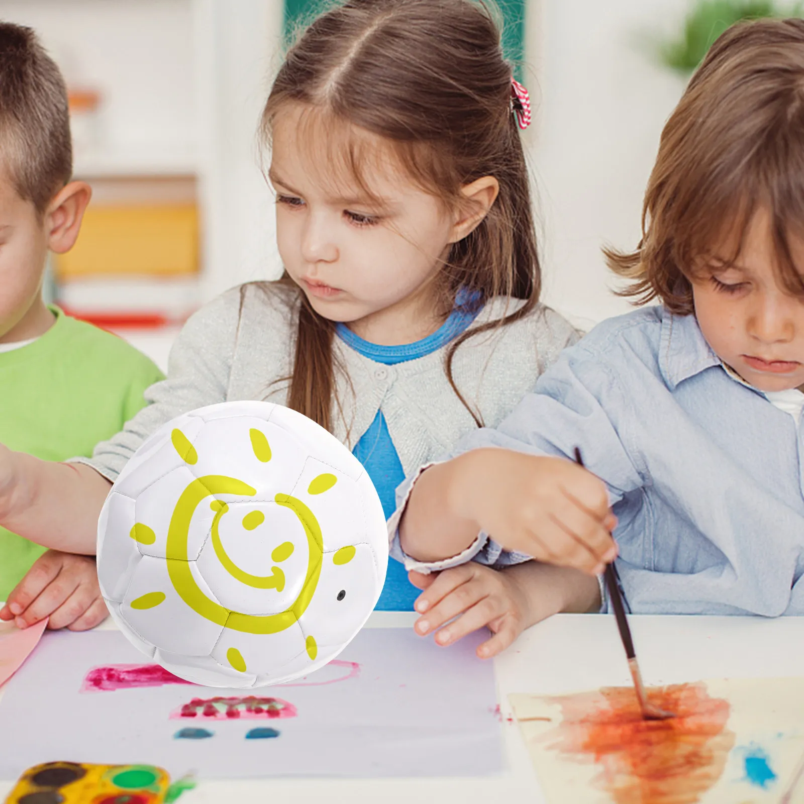 

1Set Blank Soccer Ball DIY Painting Kit Unfinished PU Football for Handcraft Coloring Craft Activity Kids Adults Creative Gift