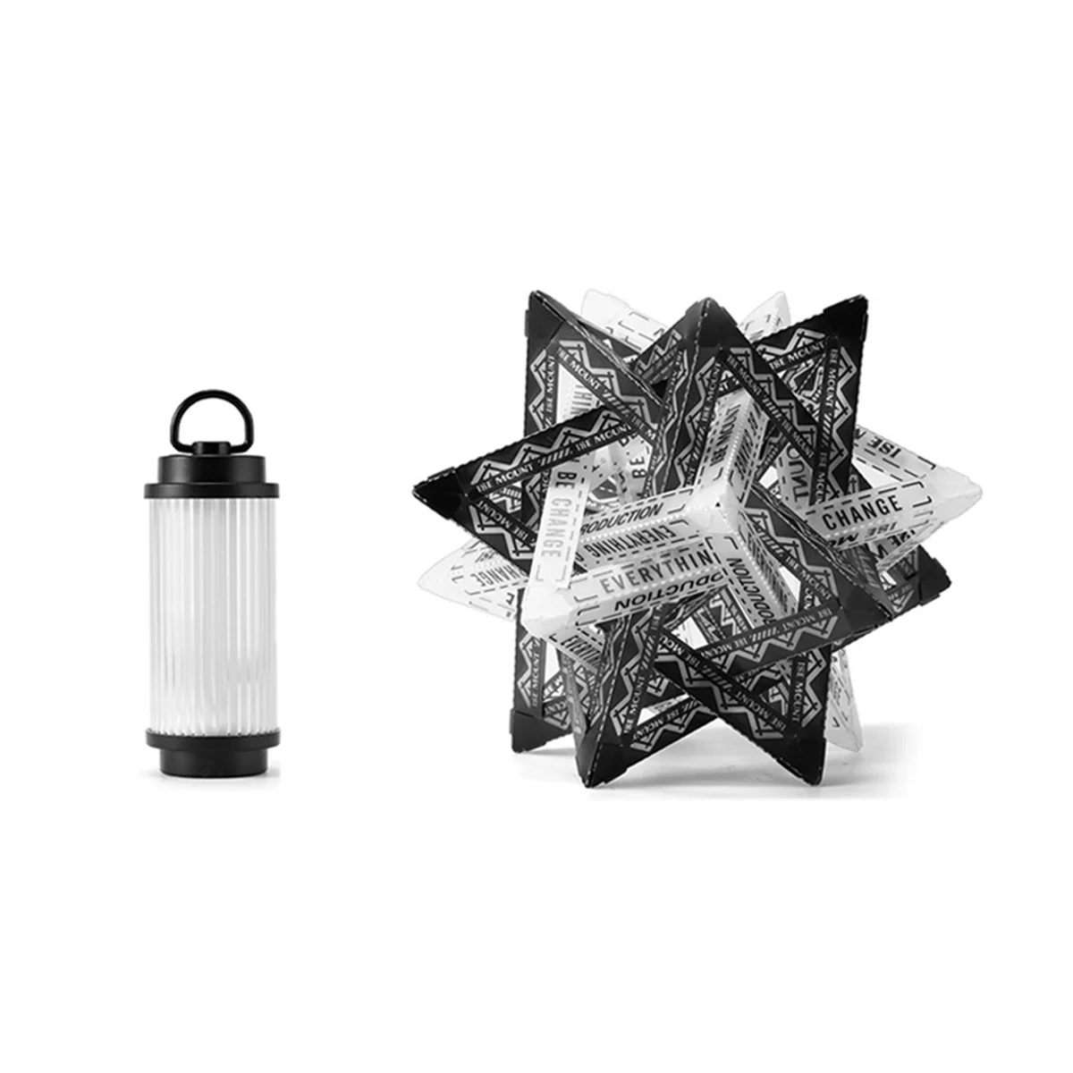 BAAU Camping Light Star Color Abajur Ouro Plano Açúcar Abajur Luz de Acampamento + Abajur Preto e Branco