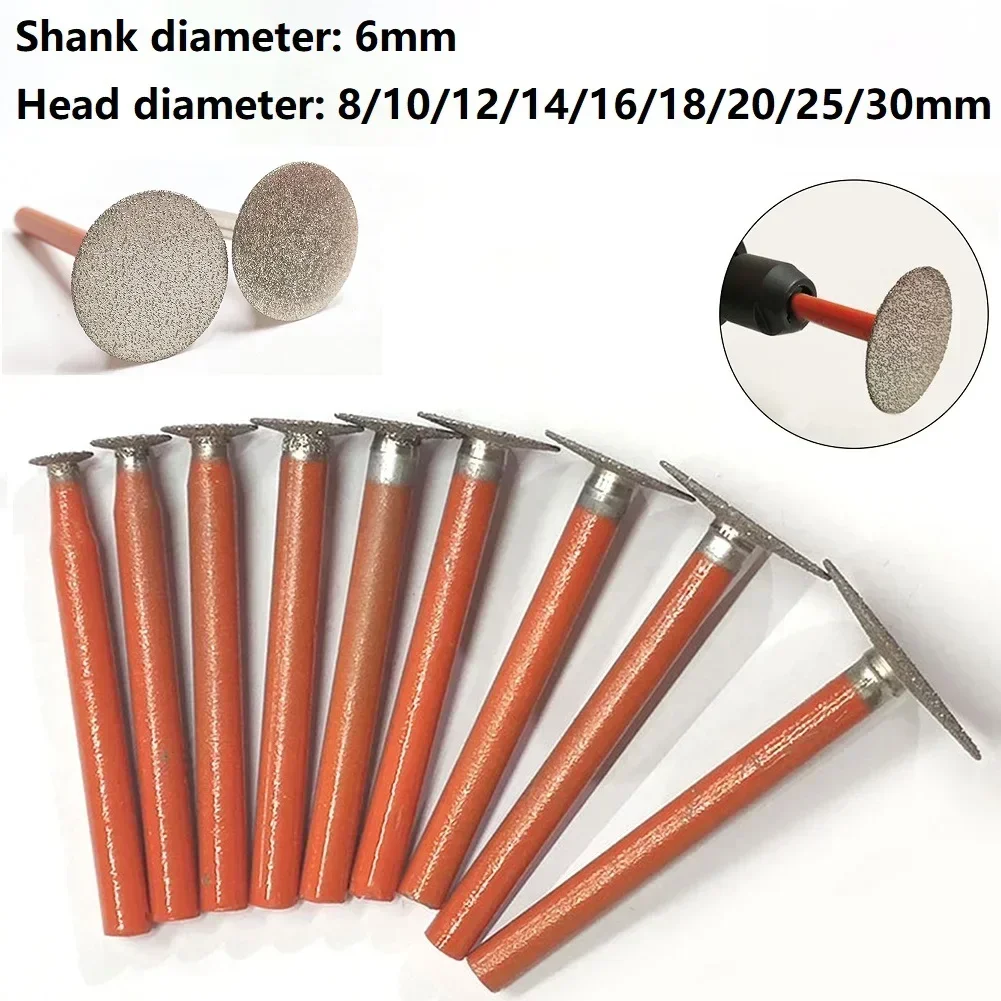 Diamond Grinding Head Mounted Points Grinding Needle 8-30mm Cutter Head For Stone Jade Carving Burrs Polishing Engraving Tools