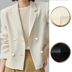 FCXDG 10pcs Fashion Simple Black and White Round Metal Buttons Shirt Suit Coat Clothing Accessories Hand Sewing Buttons