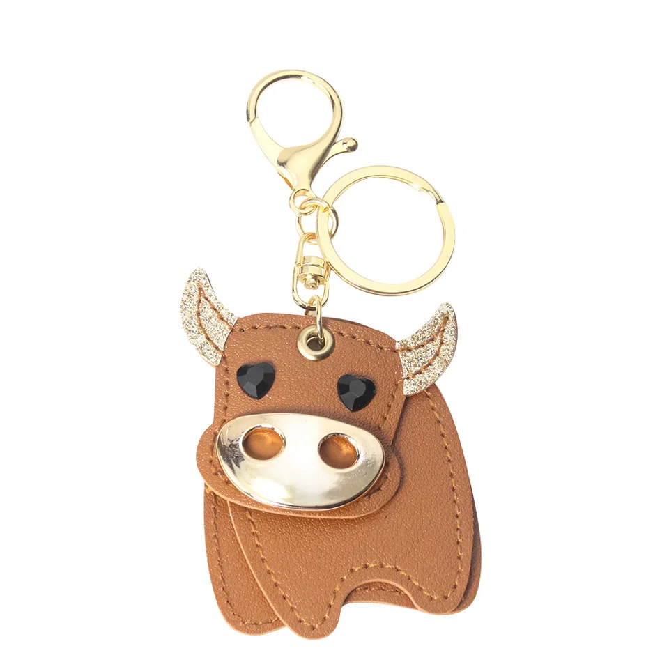 Llavero De Cuero Con Diseño De Jirafa Y Vaca, Colgante Vintage De Aleación, Regalo Original Y Práctico Para Bolsos O Llaves