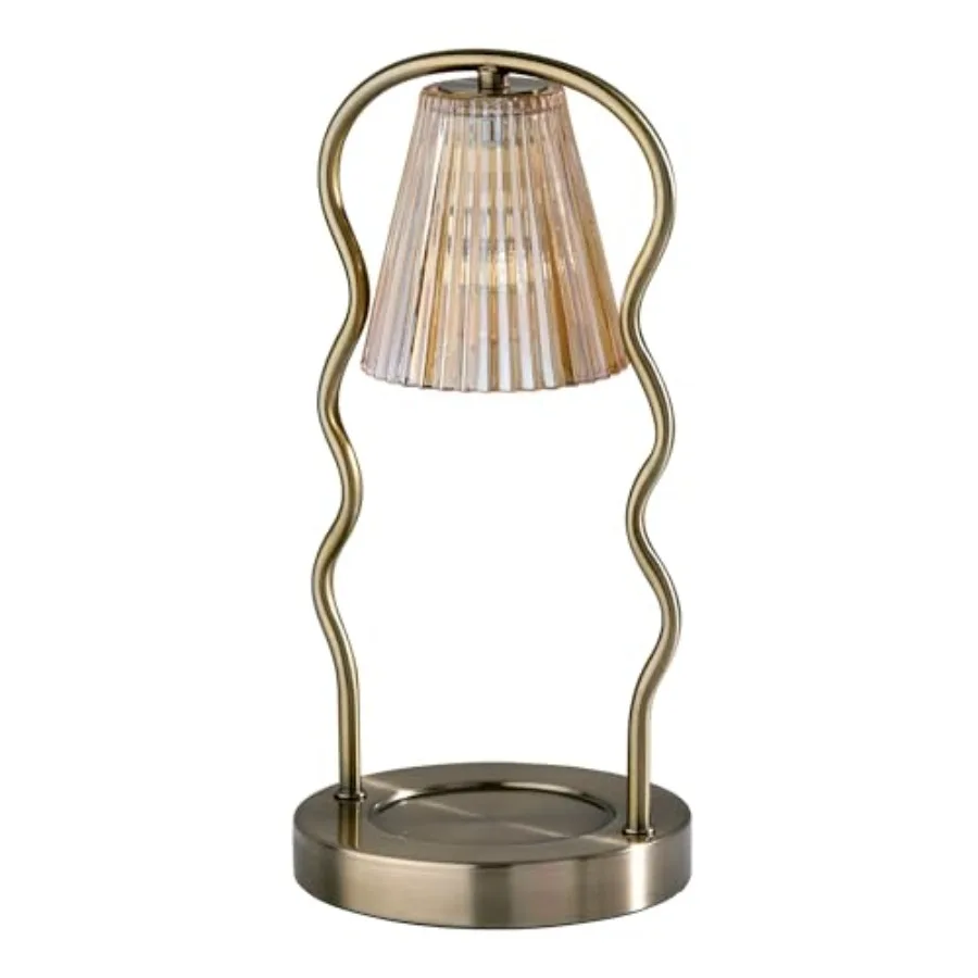 

Candle Warmer Lamp Flameless Candle Melter with Adjustable Timer and Dimmable Light, Bulb Included, Antique Brass Base and Ribb