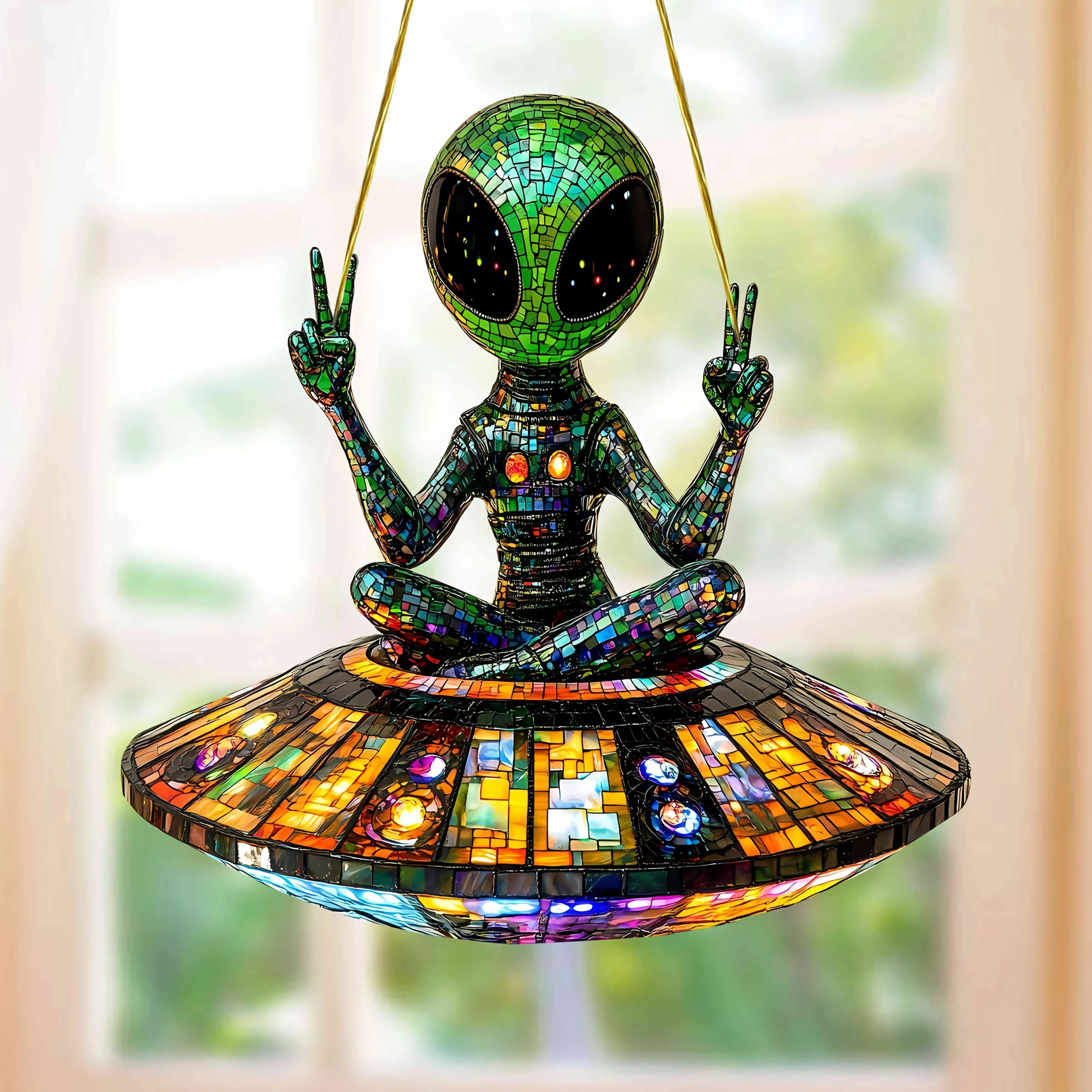 2D Flat Pendant/Bohemian Alien UFO Acrylic Sun Catcher