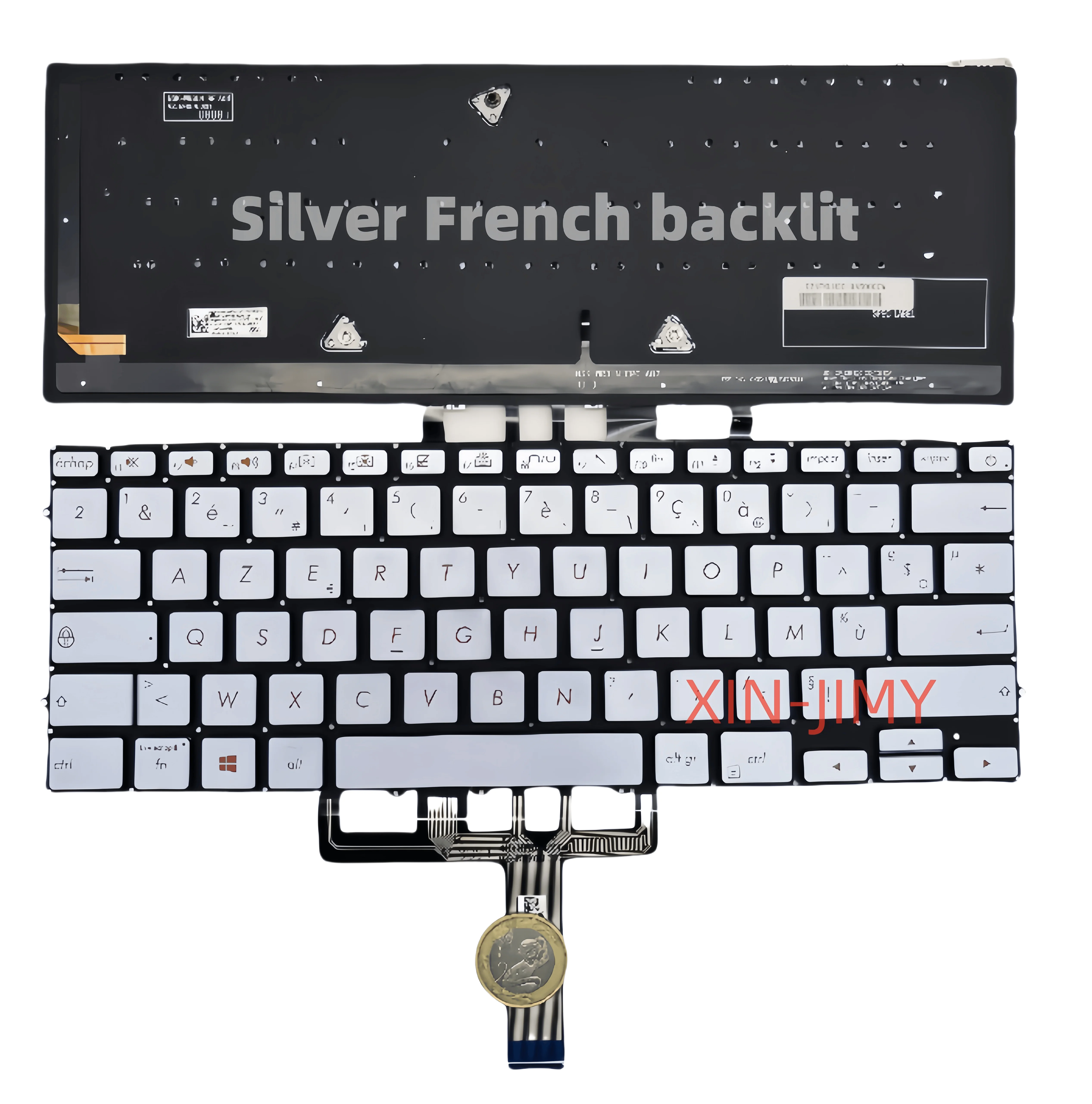New French Latpot Keyboard For Asus ZenBook UX392 UX392F UX392FN Silver with backlit