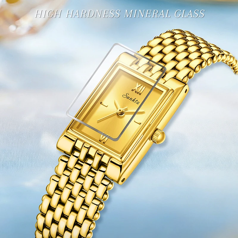 

Модные элегантные женские часы SUNKTA 2026: роскошные кварцевые наручные часы, спортивные водонепроницаемые, стальные, золотые, для женщин, подарки, Reloj Mujer