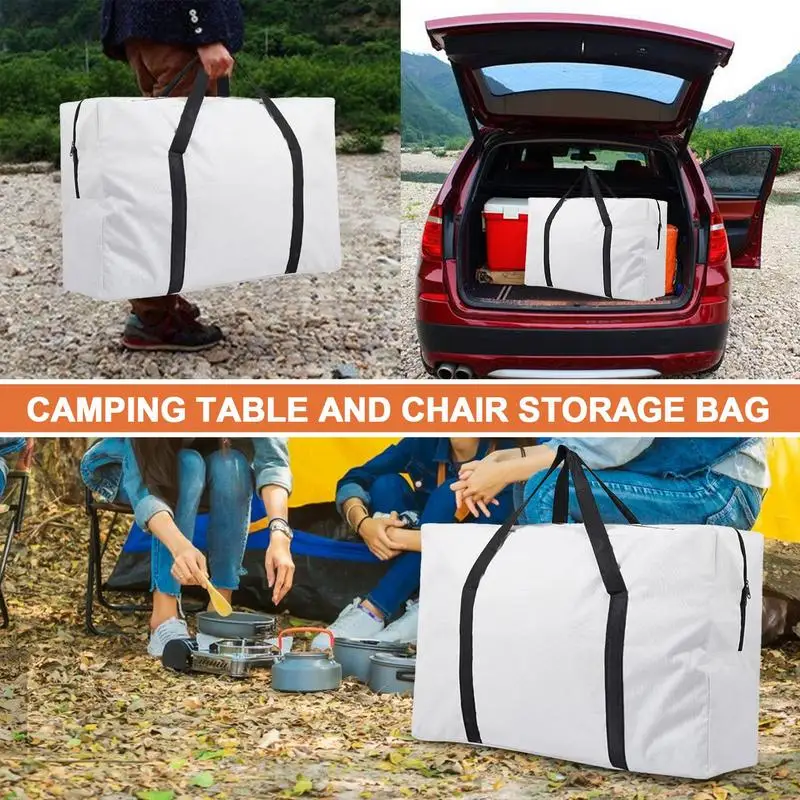 Heavy Duty Chair Storage Bag 600D Oxford Fabric Chair Carry Bag Zippered Folded Storage Bag With Stronger Handles For Camping