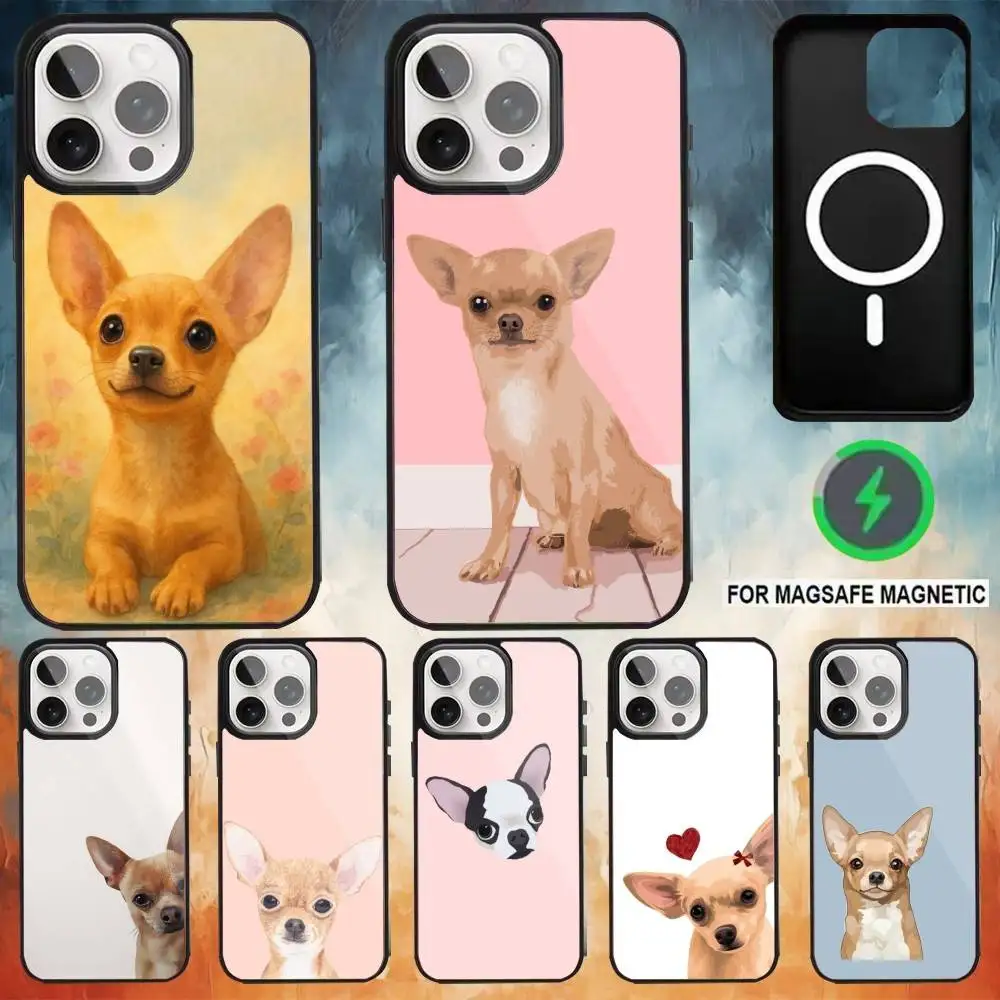 

cute Chihuahua Dog Phone Case For iPhone17,16,15,14,13,12,11 Plus,Pro Max Magnetic For Magsafe Wireless Charging
