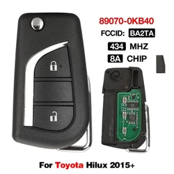 KEYECU Replacement Flip Remote Key fob 2Buttons 433MHz 8A BA2TA For Toyota Vios Hilux RAV4 Yaris AYGO AURIS COROLLA 89070-0KB40