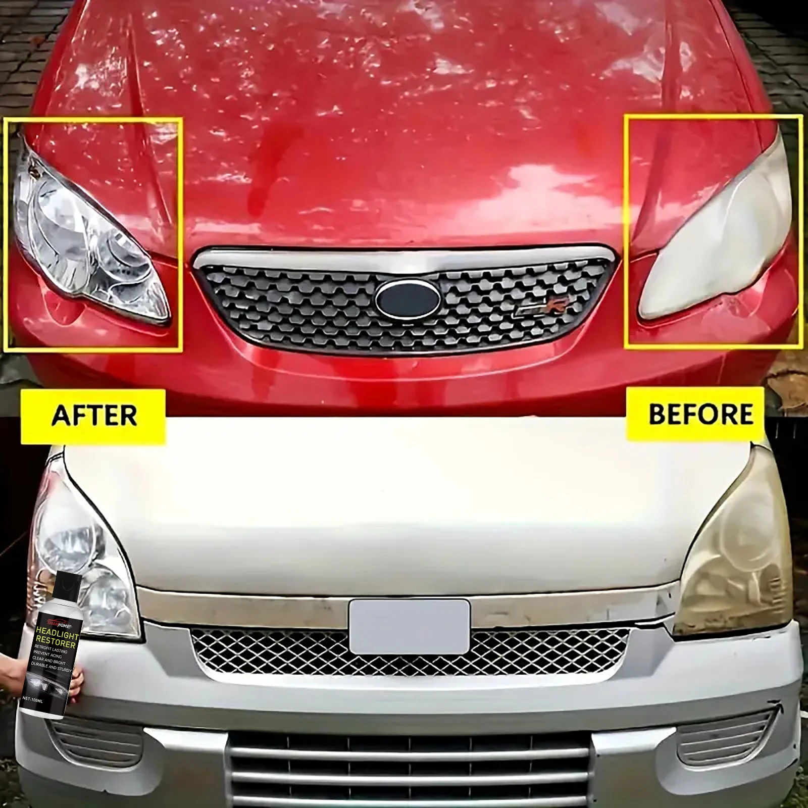 Car Headlight Refurbishment Repair Fluid, No Polishing Car Headlight Shell Aging Cleaning Agent, Lampshade Yellowing Polishing Agent Artifact