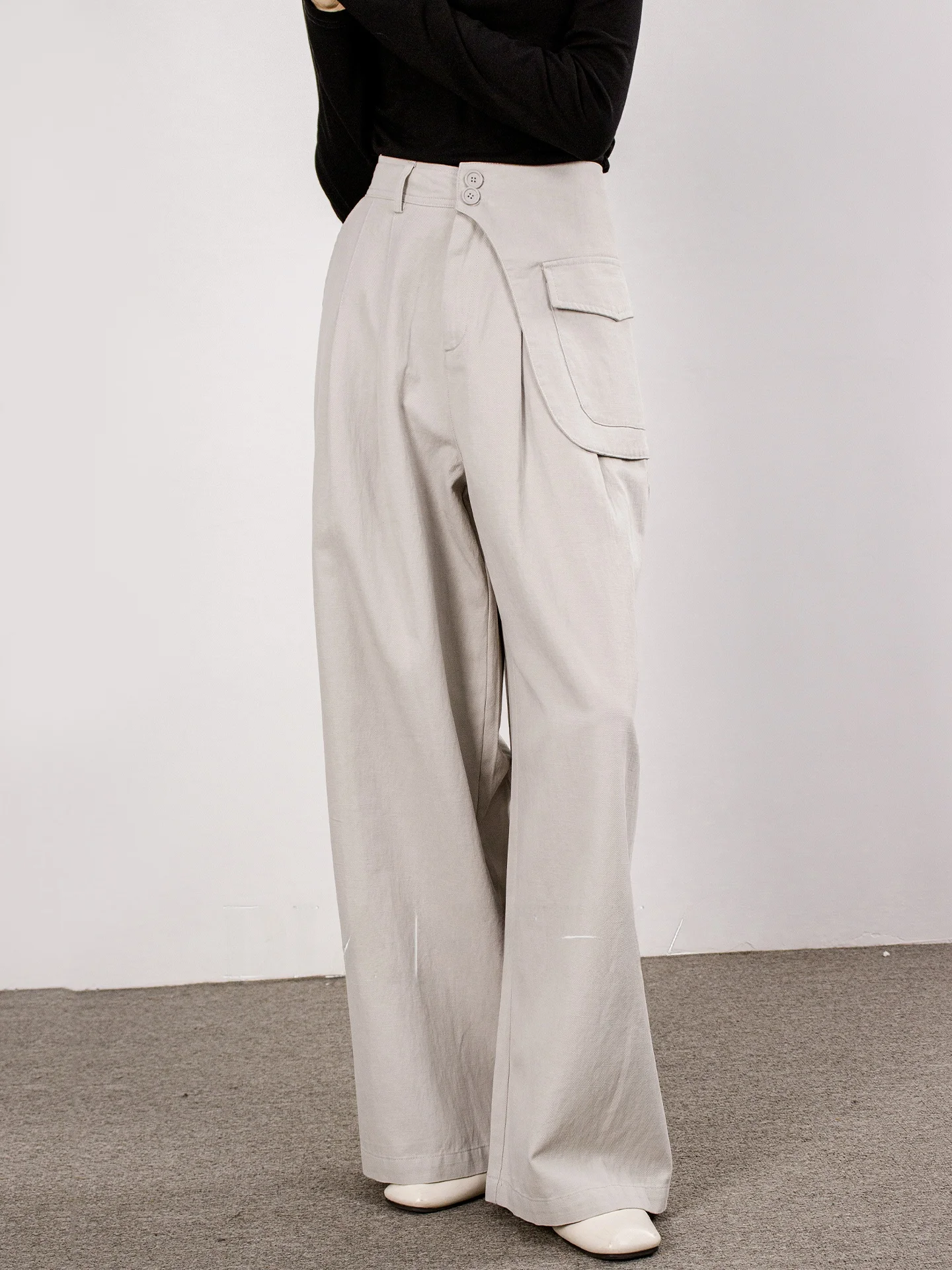 

DianThia Detachable High Waist Wide Leg Pants Women's Spring 2026 New Style Casual Loose Fit Trousers Lengthened Hip Concealment