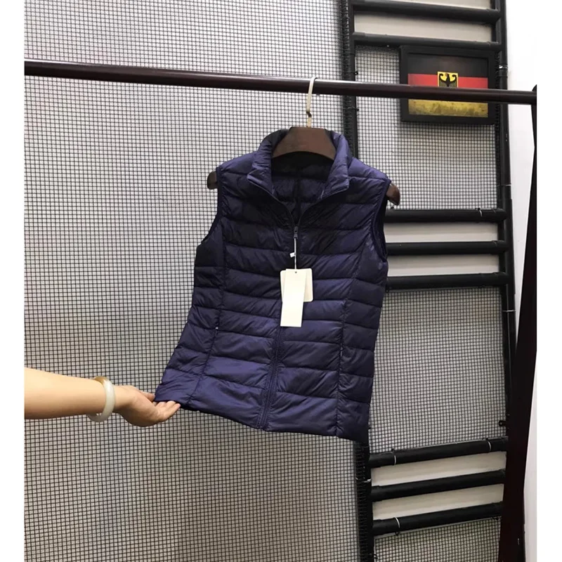 Vrouwen Slanke Mouwloze Rits Donsjacks 2023 Herfst Winter Warme Vrouwen Vesten Draagbare Ultralight Witte Eendendons Vest