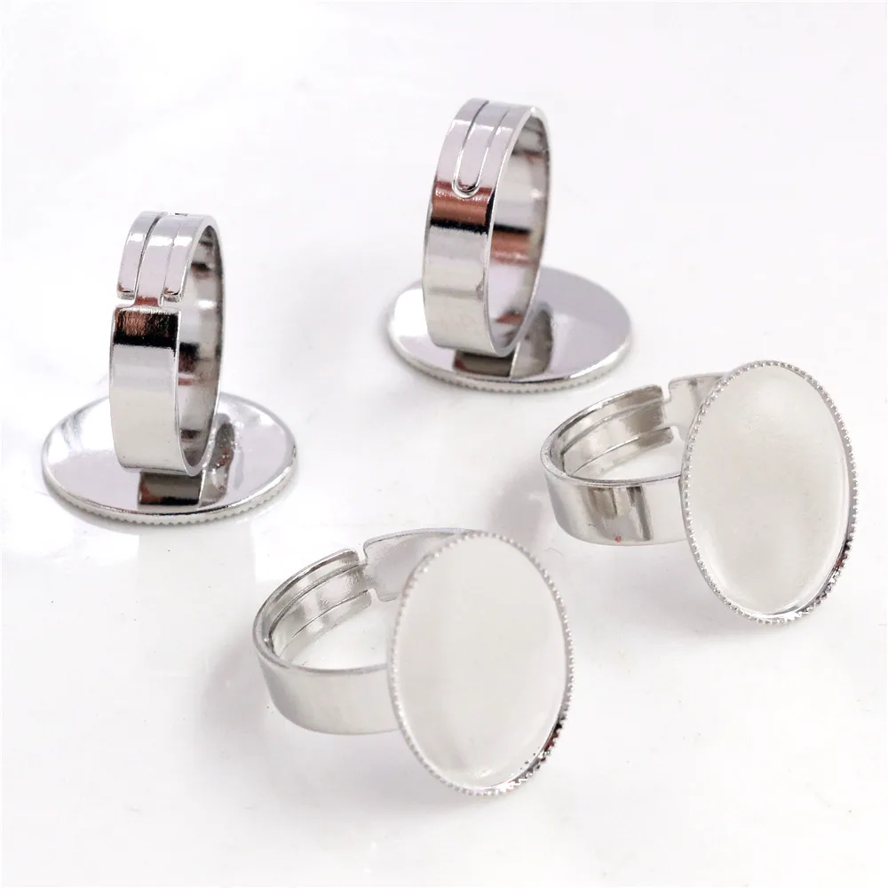 13x18mm 18x25mm 30x40mm  Fashion Colors Plated Brass Oval Adjustable Ring Settings Blank,Fit 10x14-30x40mm Cabochons