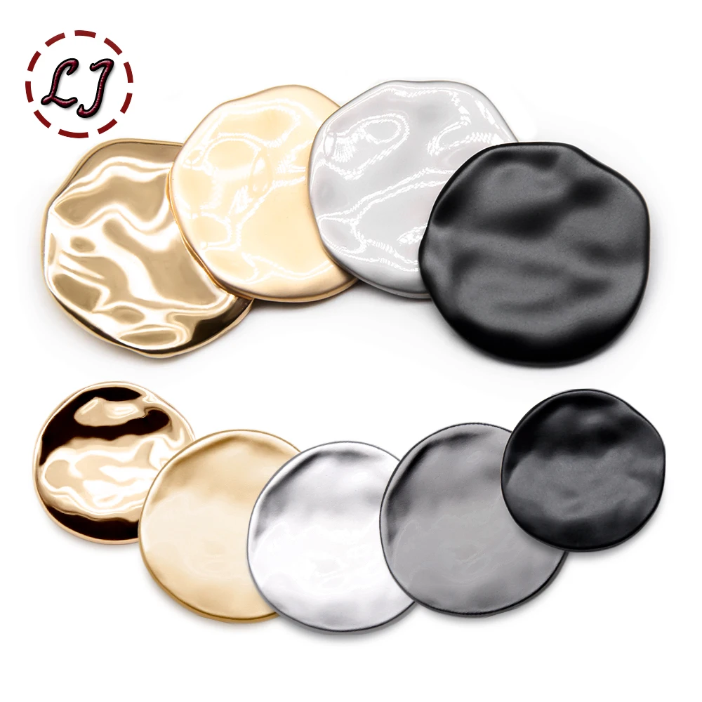 10pcs/lot fashion 21/25/30mm decorative buttons high quality Irregular plane gold buttons for shirt overcoat sewing accessory