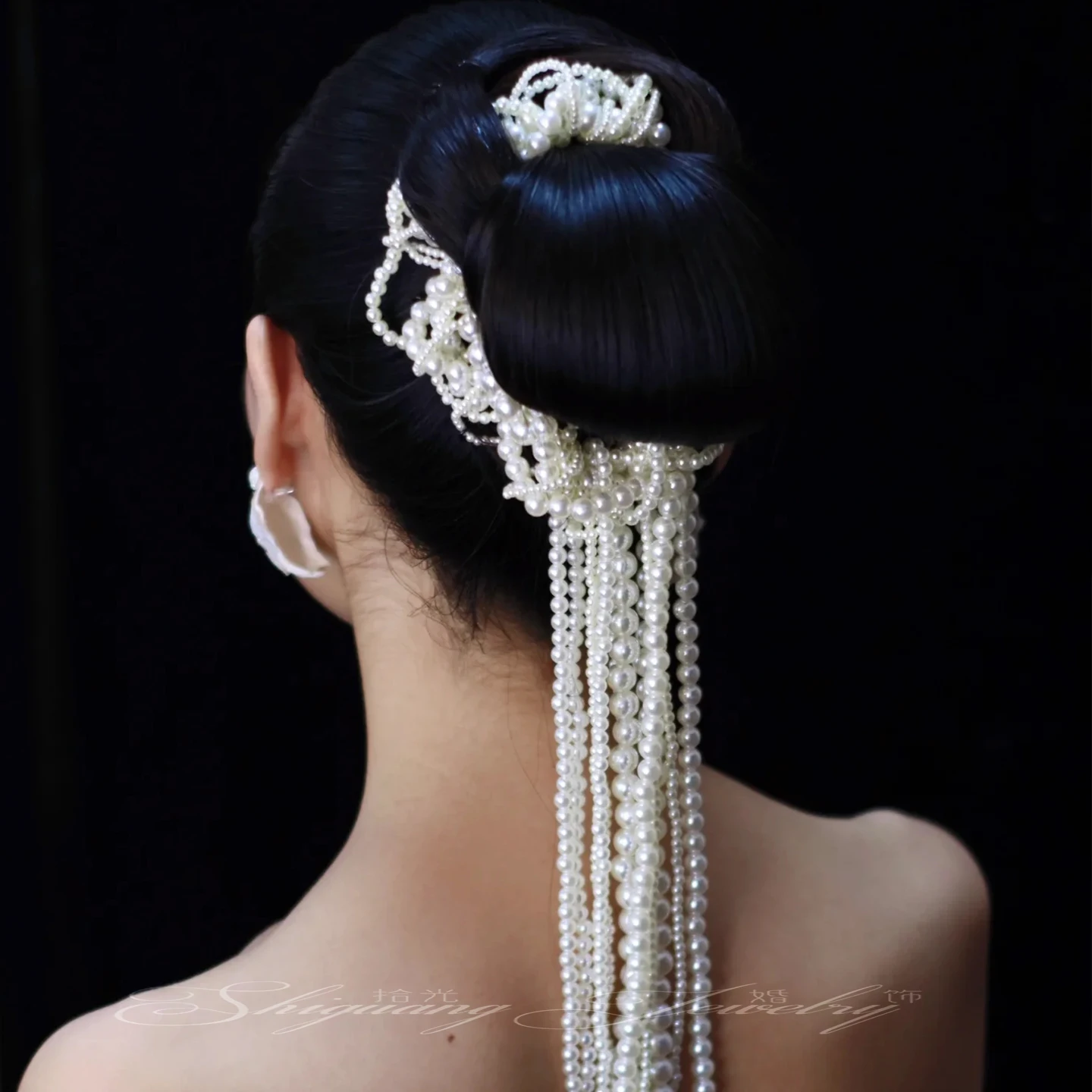 New Bridal Headdress Pearl Tassel Hair Band Simple Hair Accessories
