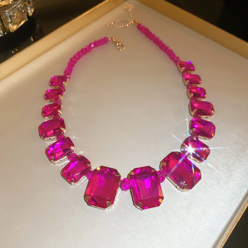 2023 Latest Baroque Colored Crystal Women Necklace European Palace Shining Vintage Rhinestone Neck Jewelry Set Collar Choker