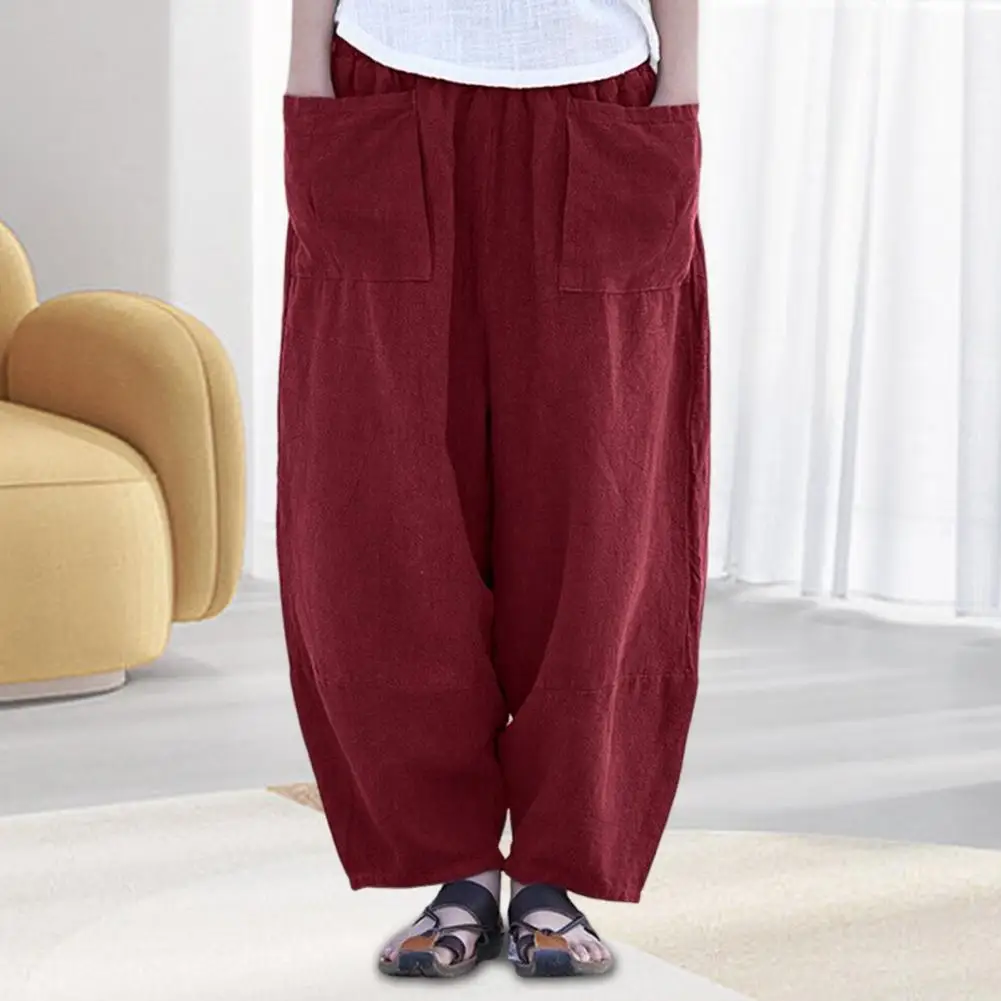 

Women Harem Pants Stylish Women's Harem Pants Wide Leg Trousers with Pockets Elastic Waistband Loose Fit for Everyday Wear