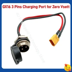 Universal GX16 3 Pins Charging Port Socket Plug for VSETT 8/8+ 9/9+ 10+/ZERO 8/9/10/8X/10X/11X Speedual Electric Scooter