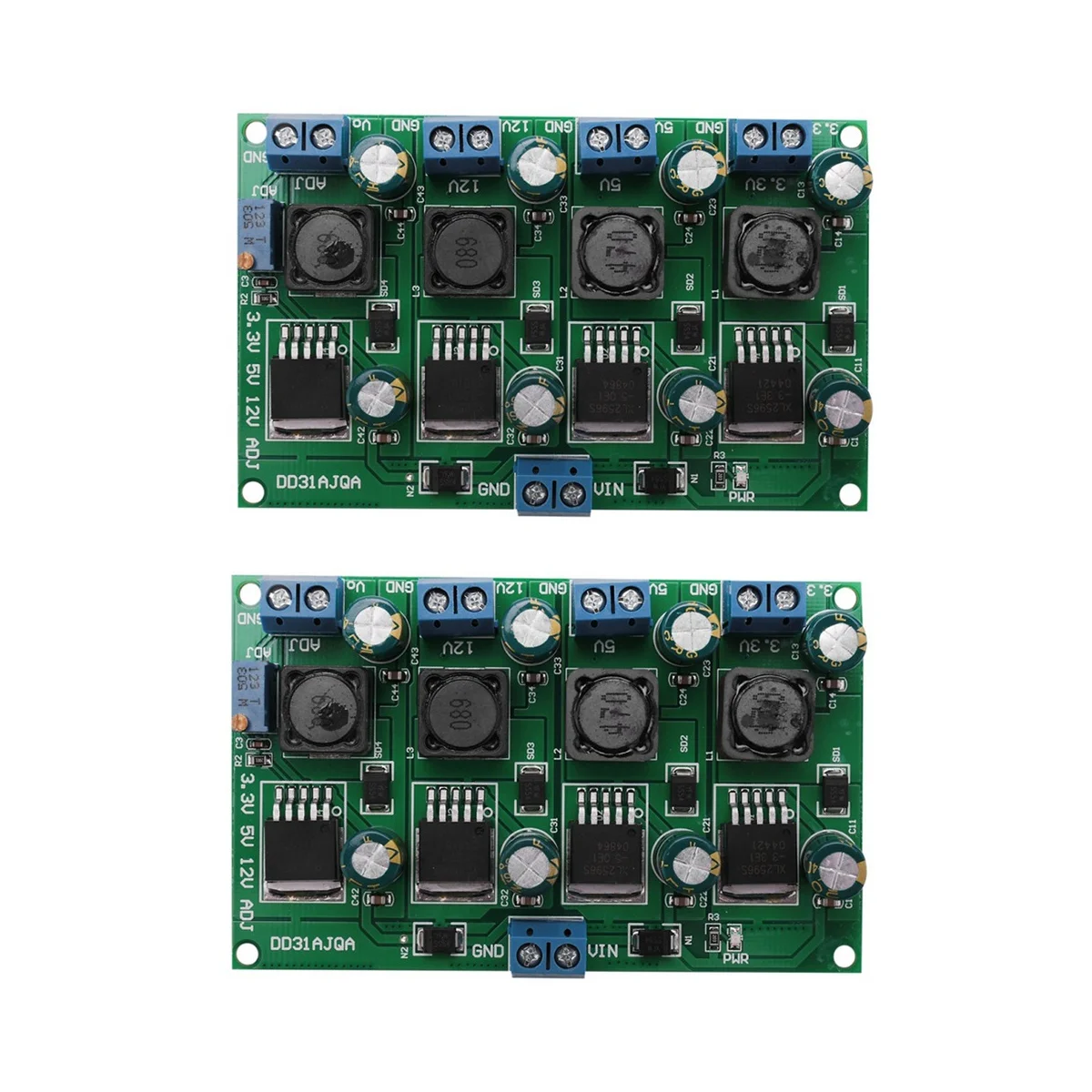 3A 4 Channels Multiple Switching Power Supply Module 3.3V 5V 12V Adjustable Output DC DC Step-Down Converter Board,2PCS