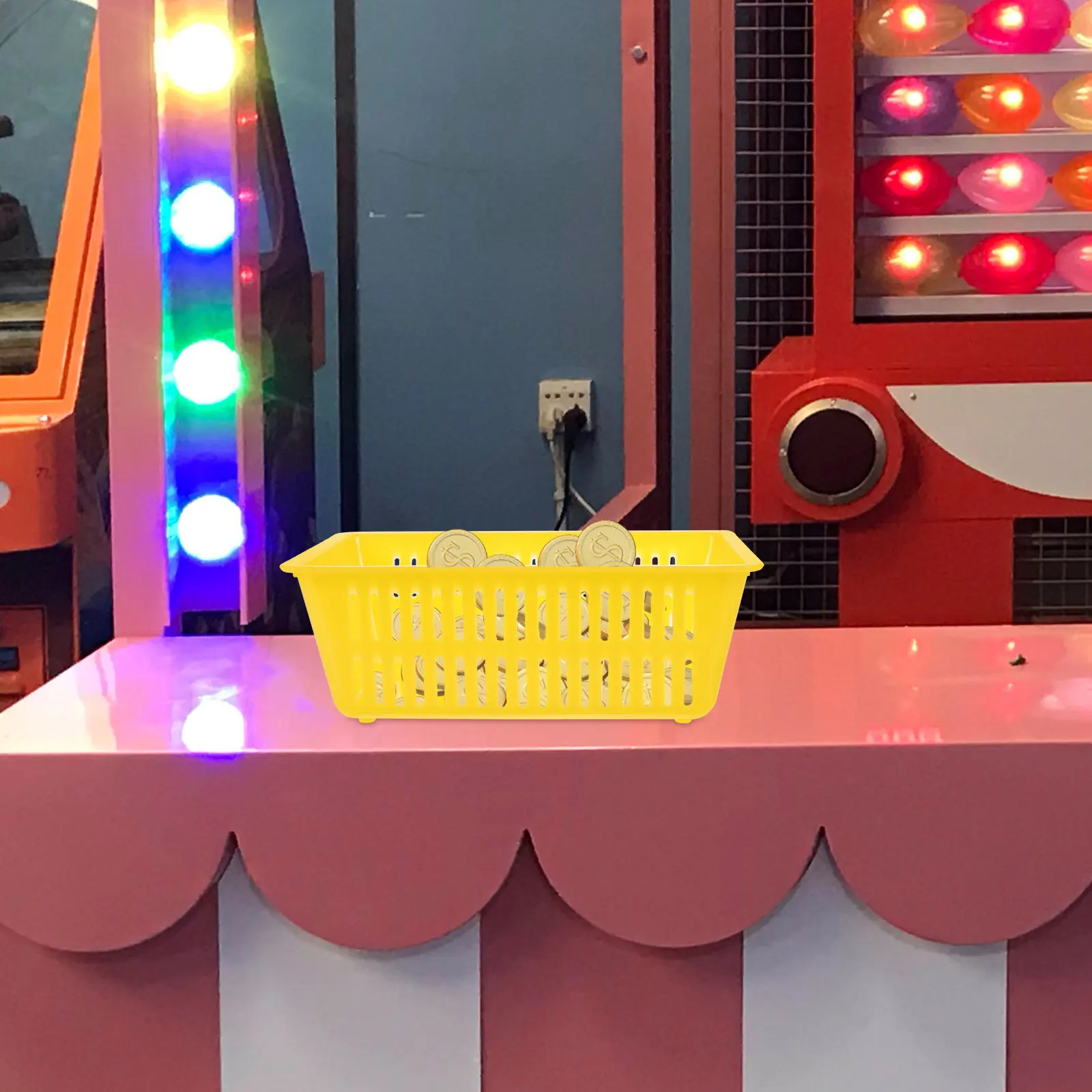 

7Pcs Plastic Coin Storage Baskets Large Capacity Sundries Organizer Decorative Basket Desktop Storage Container Multipurpose Red