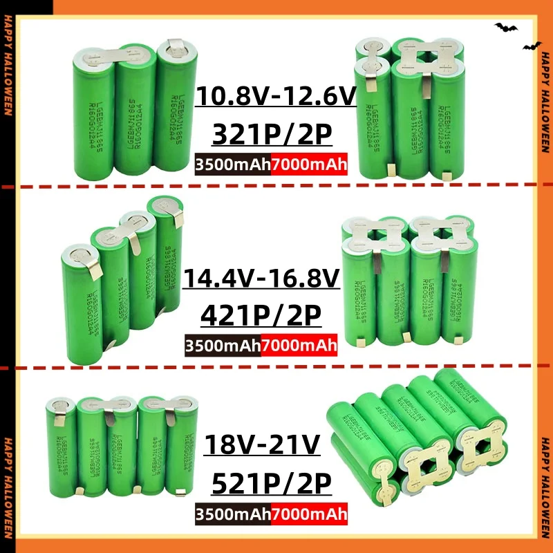 

Original 18650 MJ1 3500Mah 7000Mah 20A discharge 3S 4S 5S 6S 7.4V 12V 14.4V 18V 25.2V screwdriver battery 18650 battery pack