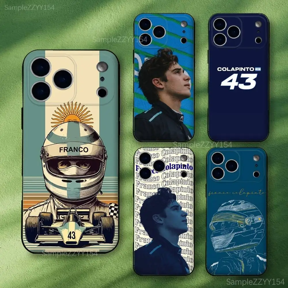 حافظة هاتف F-FrancoS 43 F1 C-Colapinto لهاتف iPhone 17,16,15,14,13,12,Pro,Max,Plus,E,SE4,Air,Mini Black Soft Funda