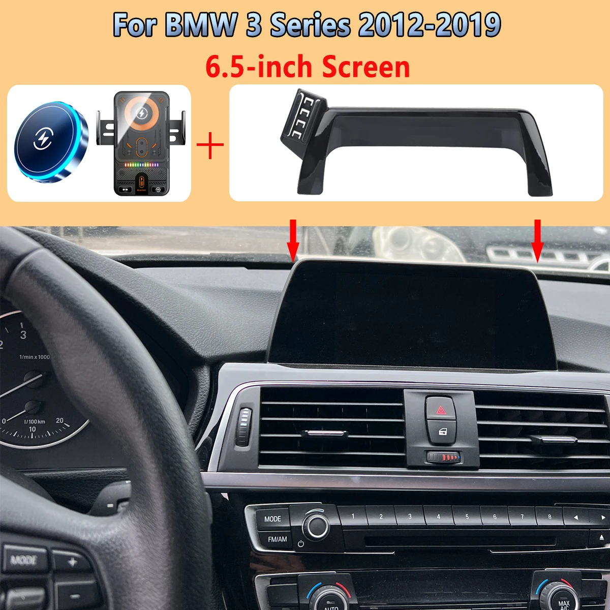 

Car Phone Screen Holder For BMW 3 Series 2012 2013-2018 2019 Magnetic Wireless Charging For 6.5" Display Panel Car phone Mount