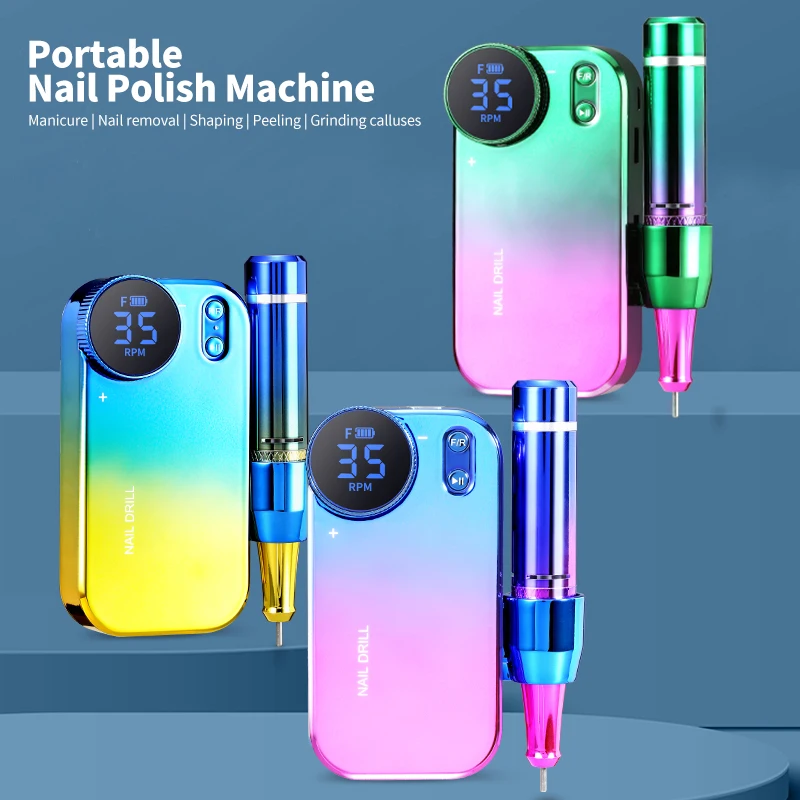 

Nail Suppliers Gradient Color 35000rpm Portable Quiet Gel Remove Machine Rechargeable Nail Polisher Electric Nail Drill Machine
