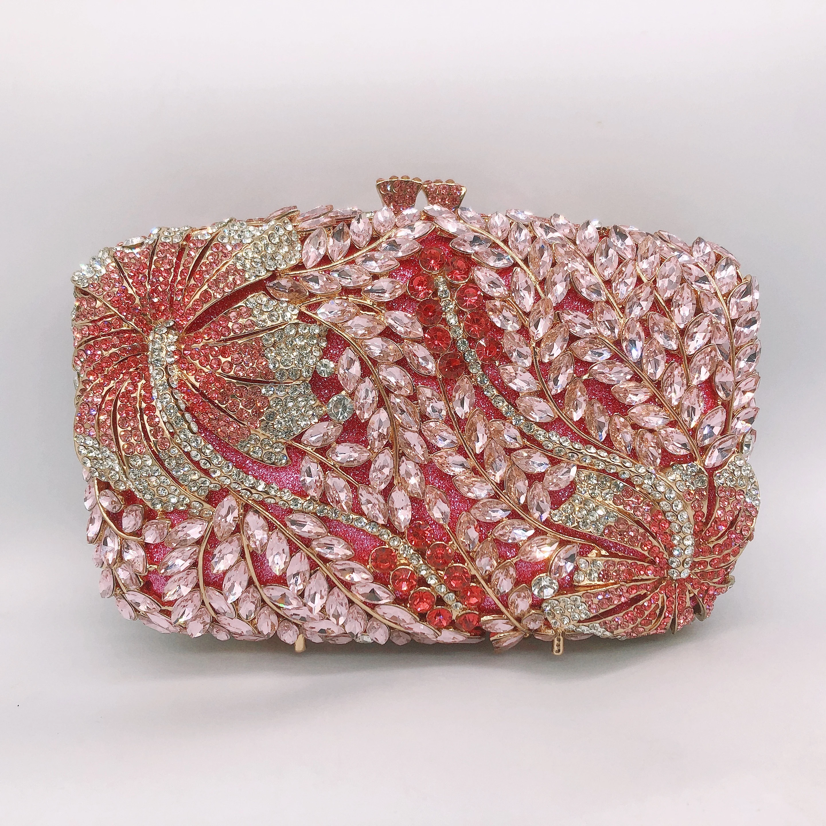 

Multicolor Creative Design Leaf Flower Pattern Bling Crystal Evening Bag Luxury Evening Prom Purse for Ladies