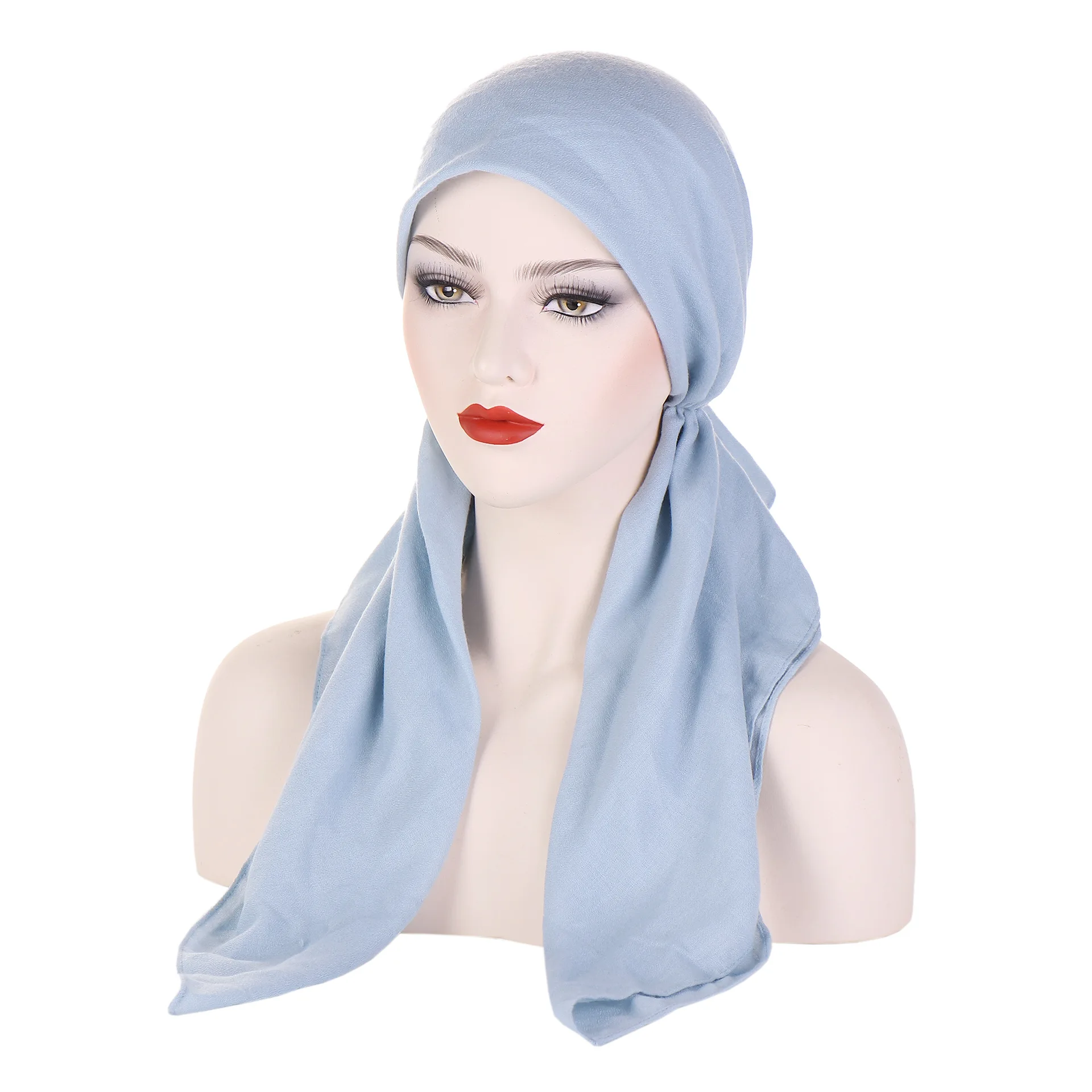 Cappello con foulard in cotone e lino Un versatile cappello a coda lunga a forma di arco per l'uso quotidiano da donna durante le quattro stagioni