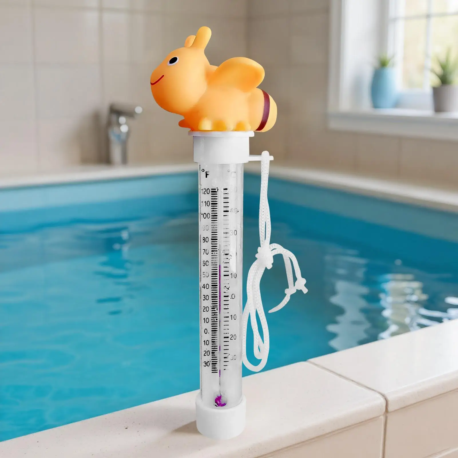 مقياس عائم لحمام السباحة الكرتون مقياس درجة الحرارة العائمة مستشعر درجة الحرارة الدقيق أدوات مقاومة للماء للسباحة في الأماكن المغلقة في الهواء الطلق
