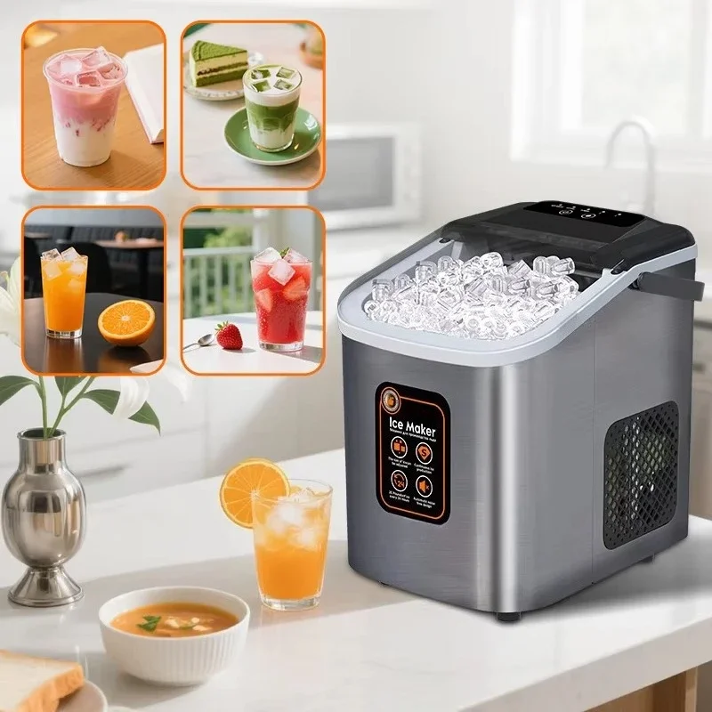 Countertop Electric Ice Maker Vending Machine 12kg Per 24h Automatic Cleaning Continuous Ice Function For Home Commercial Restau